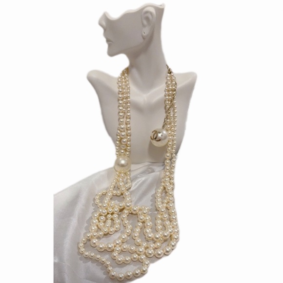 Chanel CC Logo Pearl Long Necklace - Picture 6 of 7